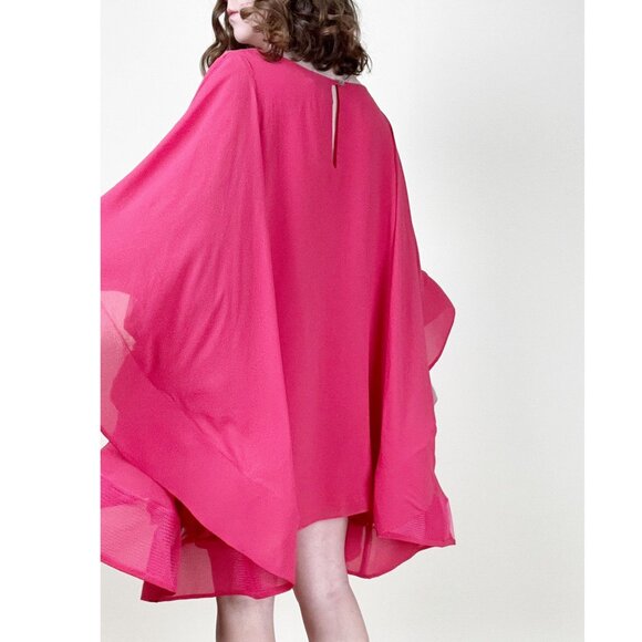 Vintage Ruffle Wide Flare Bell Sleeve Tunic Mini Dress Mod Barbiecore Barbie 70s - Picture 4 of 12